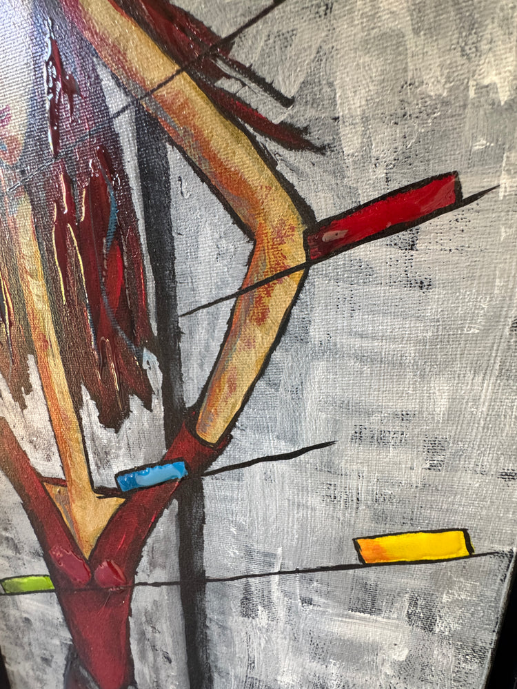 Les barrières tombent , 10 x 30 po, acrylique