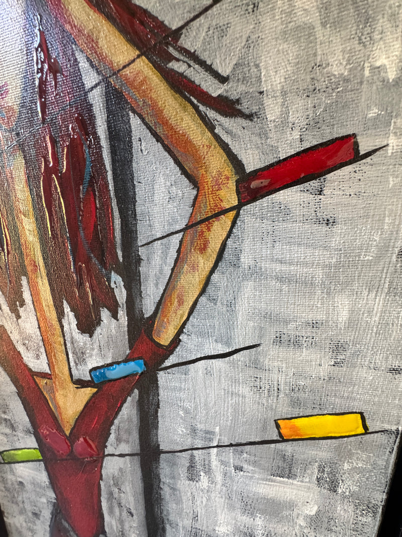 Les barrières tombent , 10 x 30 po, acrylique