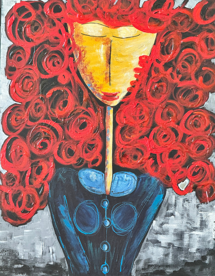 Mes boucles , 24 x 30 po, acrylique