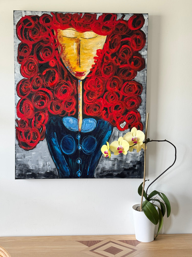Mes boucles , 24 x 30 po, acrylique